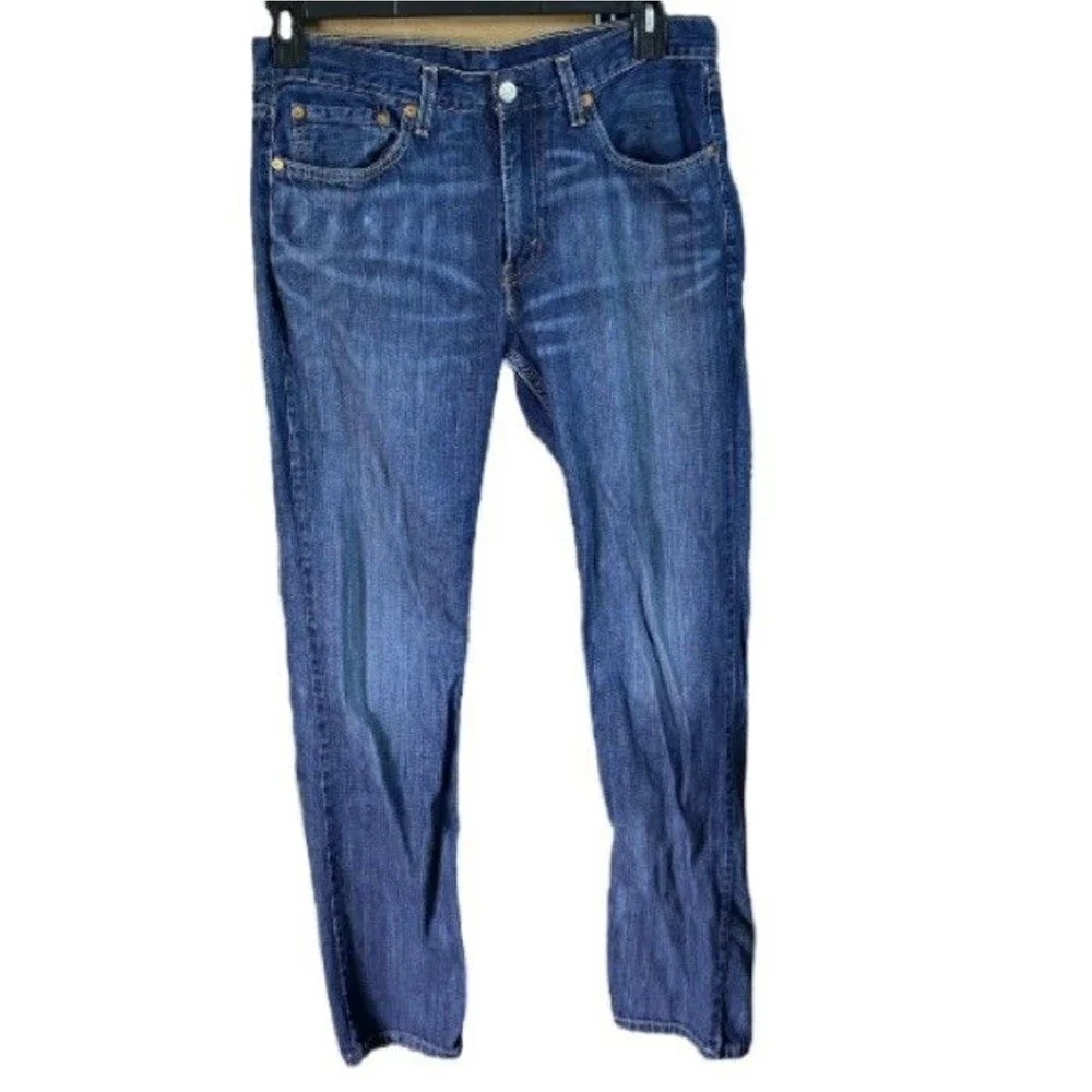 Levis 514 Straight Leg Jeans Men's 32x31 Medium Wash Blue Denim Whiskered